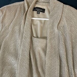R&M Richards Metallic Beige Dress and Jacket Ensemble